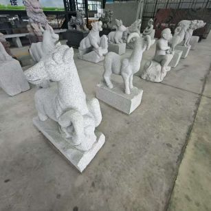 茂名芝麻白雕刻 十二生肖 异形雕刻